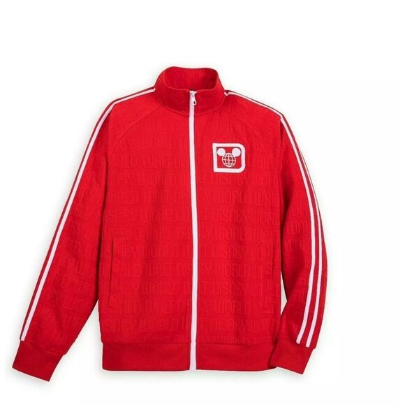 NWOT Walt Disney World Mickey Mouse Embossed Red Zip Up Retro Style Track Jacket - Picture 1 of 11